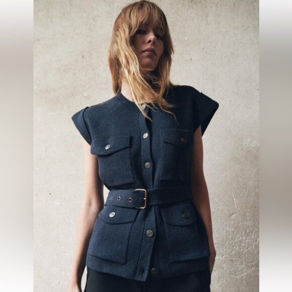 ZARA OVERSIZED KNIT VEST - Picture 2 of 7